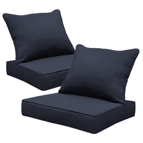 FKS LIFE Outdoor Patio Chair Cushions Set 24"x24" Waterproof Fade Resistant Deep Seat for Chairs and Sofas(2 Set)