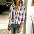 thumbnail image 3 of Qulqfy Blouses for Women Long Sleeve Fall Plus Size Dressy Striped Button Up Casual Collared Purple Womens Tops M, 3 of 5