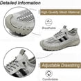thumbnail image 3 of Men's Casual Sneakers Breathable Mesh Lightweight Comfort Non-Slip Leather Loafers Hollow Outdoor Handmade Shoes Gray 7 US, 3 of 7