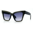 thumbnail image 4 of Luxe Oversized Horned Rectangular Cat Eye Glitzy Fashion Sunglasses Black - Smoke, 4 of 8