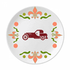 Geometric Classic Red Cars Outline Flower Ceramics Plate Tableware Dinner Dish