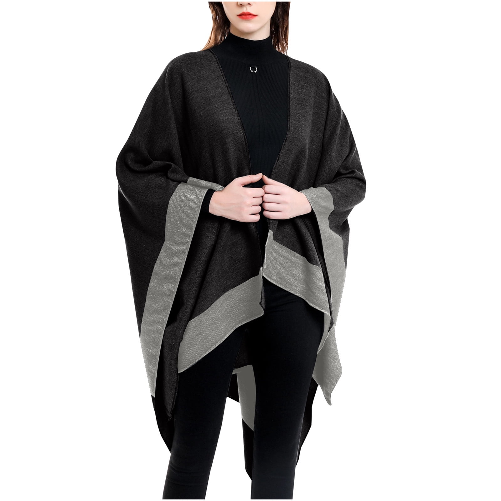Women'S Blanket Shawls Wraps Winter Open Front Poncho Cape