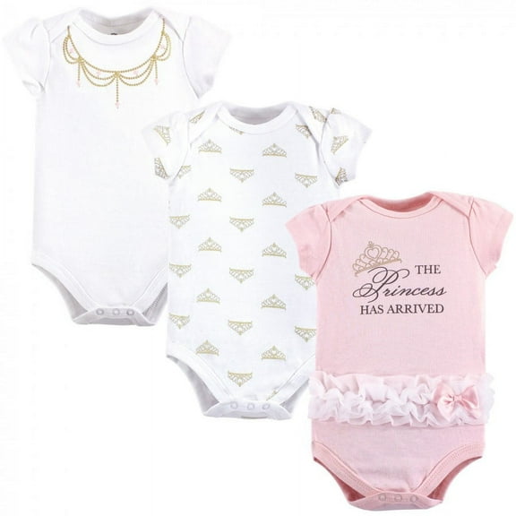 Little Treasure Baby Girl Cotton Bodysuits 3pk, Princess, 12-18 Months