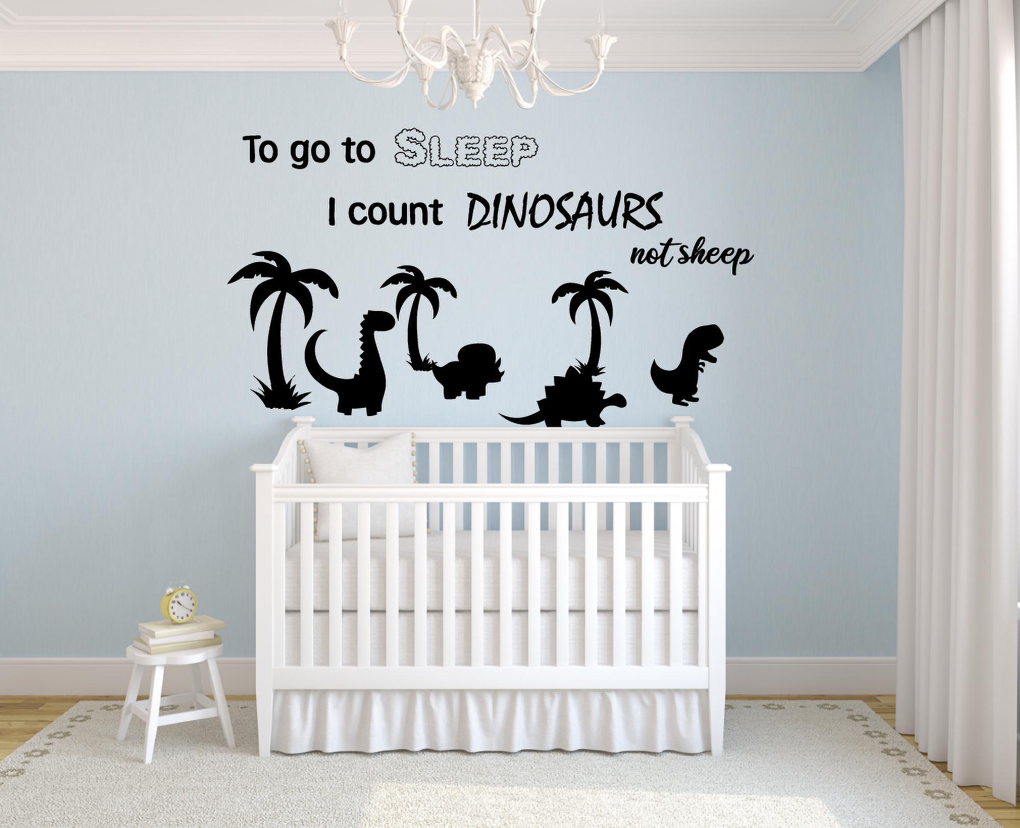 Count Dinosaurs Not Sheep Cute Dino Jurassic World Wall Sticker Art Decal for Girls Boys Kids Room Bedroom Nursery Kindergarten House Fun Home Decor Sticker Wall Art Vinyl Decoration Size (12x17 inch)