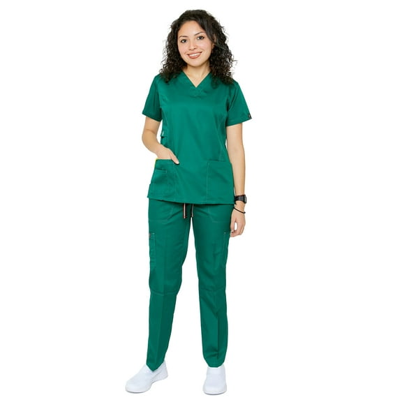 Women's Designer Slim Fit Contrast Medical Scrubs - Style 804