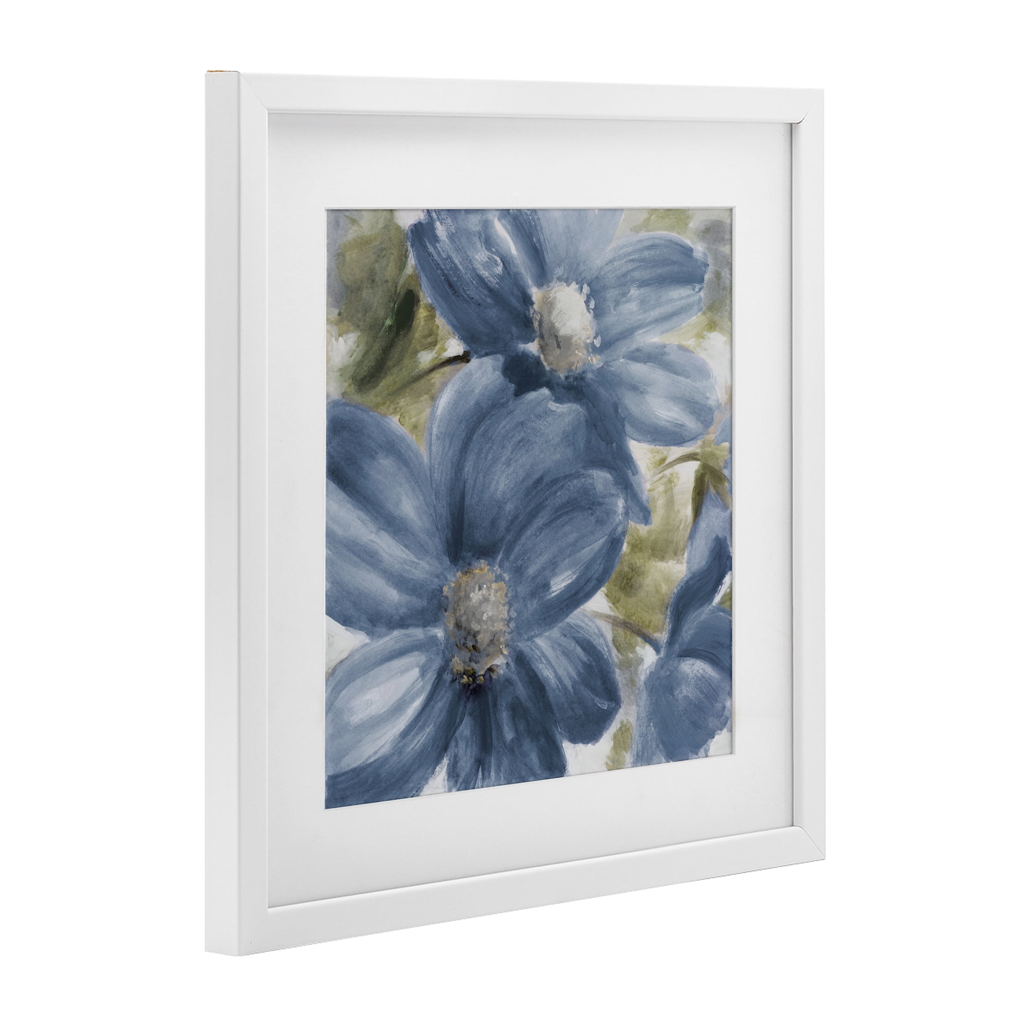 Stupell Industries Walk In Beauty Blue Flowers White Framed Print Under Glass, design by Lanie Loreth