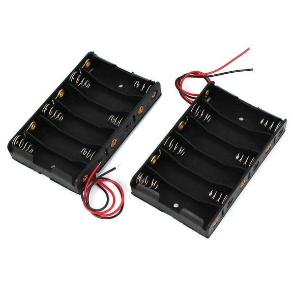 9V Power Supply 6 x AA Open Battery Holder Case Box Wires 150mm Long 2Pcs
