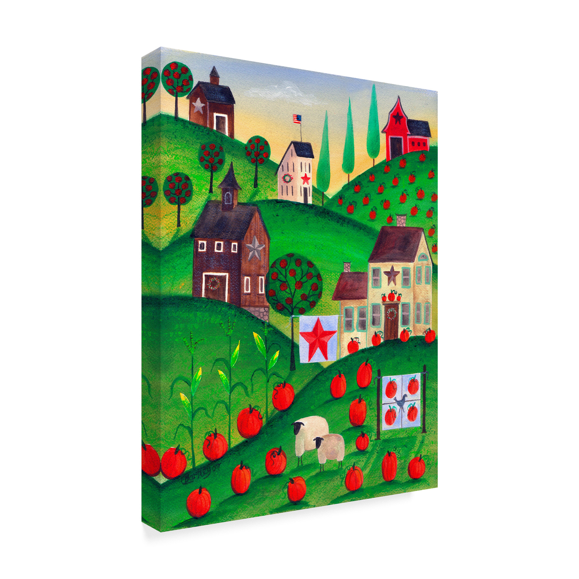 Trademark Fine Art 'Pumpkin Hill Farm Red White' Canvas Art by