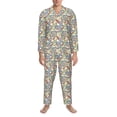 thumbnail image 3 of Fotbe Paisley Floral 5 Pijama de Hombre con Estampado de Manga Larga, Conjunto de 2 Piezas, Ropa de Dormir Suave y Cómoda con Bolsillos-Large, 3 of 7