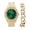 Green-Gold, variant on Mens Silver Big Rocks with Roman Numerals Fully Iced Out Colorful Dial Watch w/Bling'ed Out Cuban Shiny Silver Bracelet - ST10327 RN Cuban (Shiny Silver)