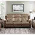 thumbnail image 2 of Plush Comfort Motion Sofa Brown Microfiber Upholstered Solid Wood Frame Living Room Furniture 1pc Dual Reclining Sofa Plush Arms, 2 of 7