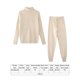 thumbnail image 4 of TYHRU-Conjunto de dos piezas de punto para mujer, chándal de Color liso a rayas, suéter de cuello alto y pantalones elásticos, Otoño e Invierno, 4 of 5