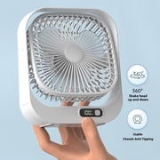 Desktop Fan Air Circulator, Illuminated Cooling Ventilador, Triple-speed Rotatable Fan, Quiet Rechargeable Multifunctional Device for Home Office Bedroom Camping Travel Indoor Use
