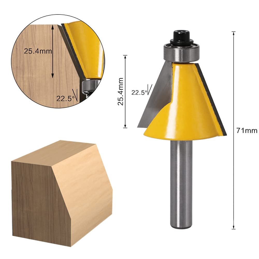 ABPETE 3-Piece Chamfer Router Bit Set - 1/4-Inch Shank 15/22.5/30 Degree Bevel Bits for Woodworking, Professional Edge Forming on Wood, MDF & Plastic​