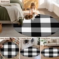 thumbnail image 5 of Round Area Rug 4 Ft, Black White Plaid Washable Non-Slip Circle Carpet for Living Room/Bedroom, Farmhouse Modern Abstract Art Buffalo Low-Profile Crawling Mats Collection Rugs for Indoor, 5 of 7
