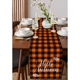 thumbnail image 2 of Fall Buffalo Plaid Burlap Cotton Table Runner 13x60 Inches Long, Thanksgiving Orange Check Farmhouse Farmhouse Table Runners, Outdoor Dining Tablecloths Decor for Baby Shower/Party/Wedding, 2 of 6