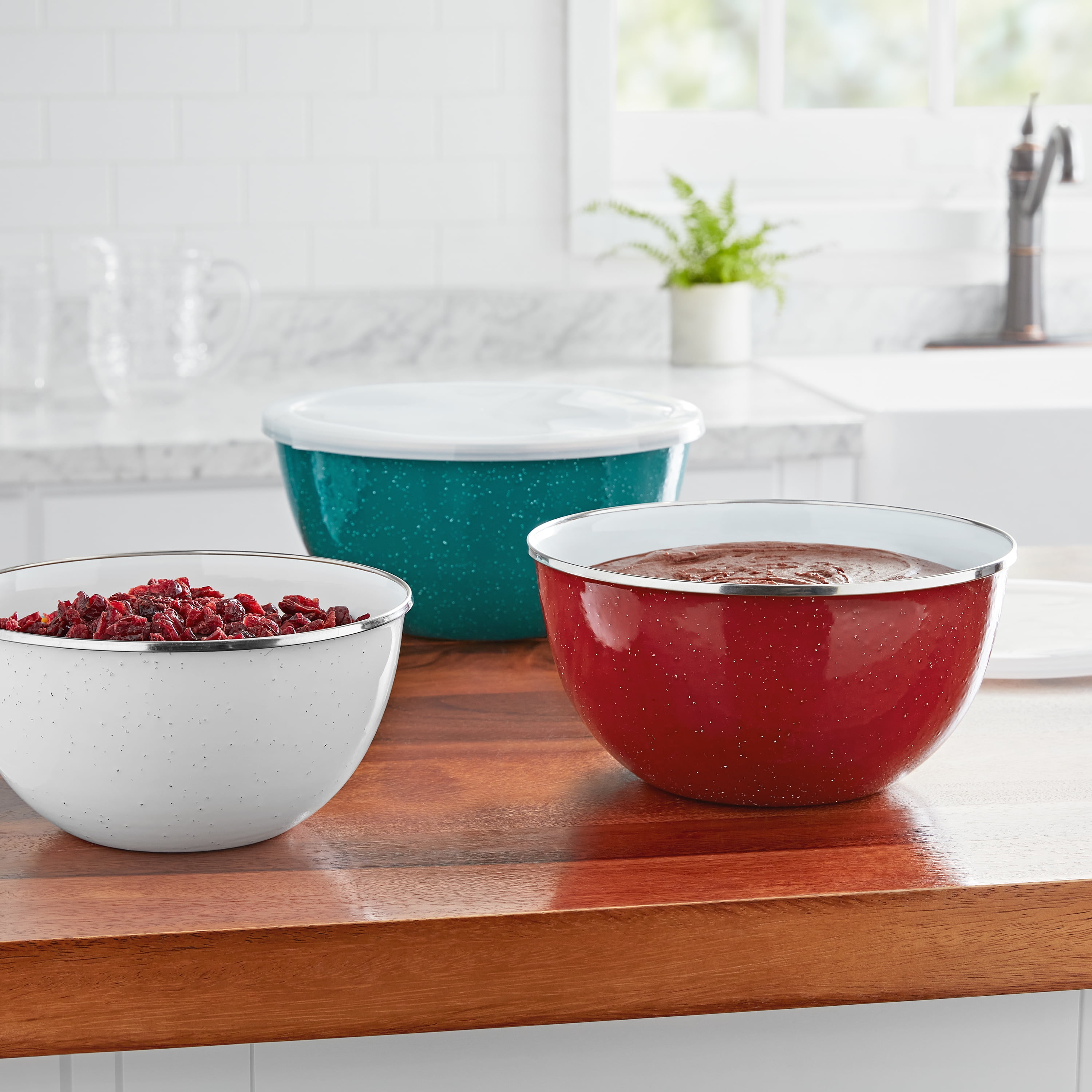 The Pioneer Woman 6-Piece Enamel on Steel Mixing Bowls with Lids