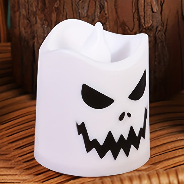 1pc/6pcs Halloween Flameless Wishing Color Changing Candles Lights, Battery Operated LED Tea Wax Halloween Home Decor Gifts (Battery Not Included)