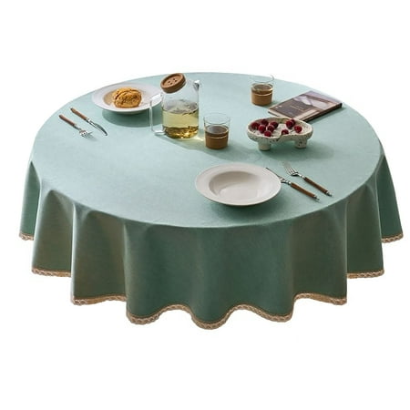 

Round Tablecloth Japanese Solid Color Cotton Linen Tablecloth Washable Dustproof Table Cover For Dining Living Hotel Catering Party Banquet Wedding Picnic-D-140cm