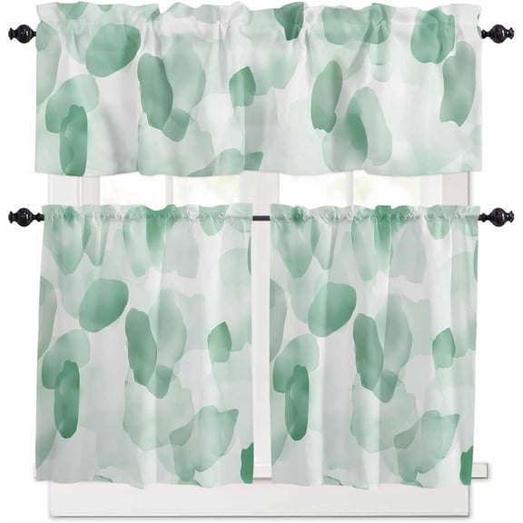 Purple Ombre Kitchen Curtains and Valances Set, Rod Pocket Curtains Tier Farmhouse Window Curtains 24 Inch Length, Gradient Abstract Aesthetics Simple 3 Piece Kitchen Curtains Set