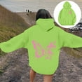 thumbnail image 2 of Womens Oversized Hooded Sweatshirt Pink Ribbon Graphic Long Sleeve Cancer Awareness Hoodies Fall Fashion Tops 2025, 2 of 5