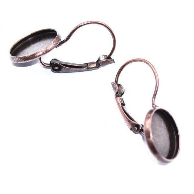 GUOOL 2-4 Packung 12 Pcs Boucles d'Oreilles Fil Crochet Cabochon Réglage Rond Fabrication de Bijoux Rouge 4 Pcs