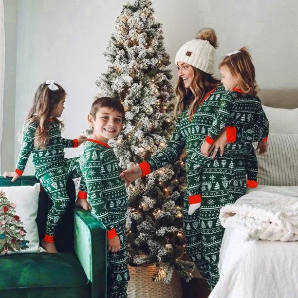 2023 Christmas Moose Family Matching Pajamas Set New Year's Clothes Adults Kids Sleepwear Baby Rompers Soft Loose Xmas Outfits