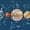 Solar System And Constellations, variant on Elephant Stock Grunge Moon Phases Wall Art - Horizontal Multi Panel Canvas - Living Room Wall Decor - Astronomy & Space Multi Panel - Gray And Brown Decor - 55" x 24"