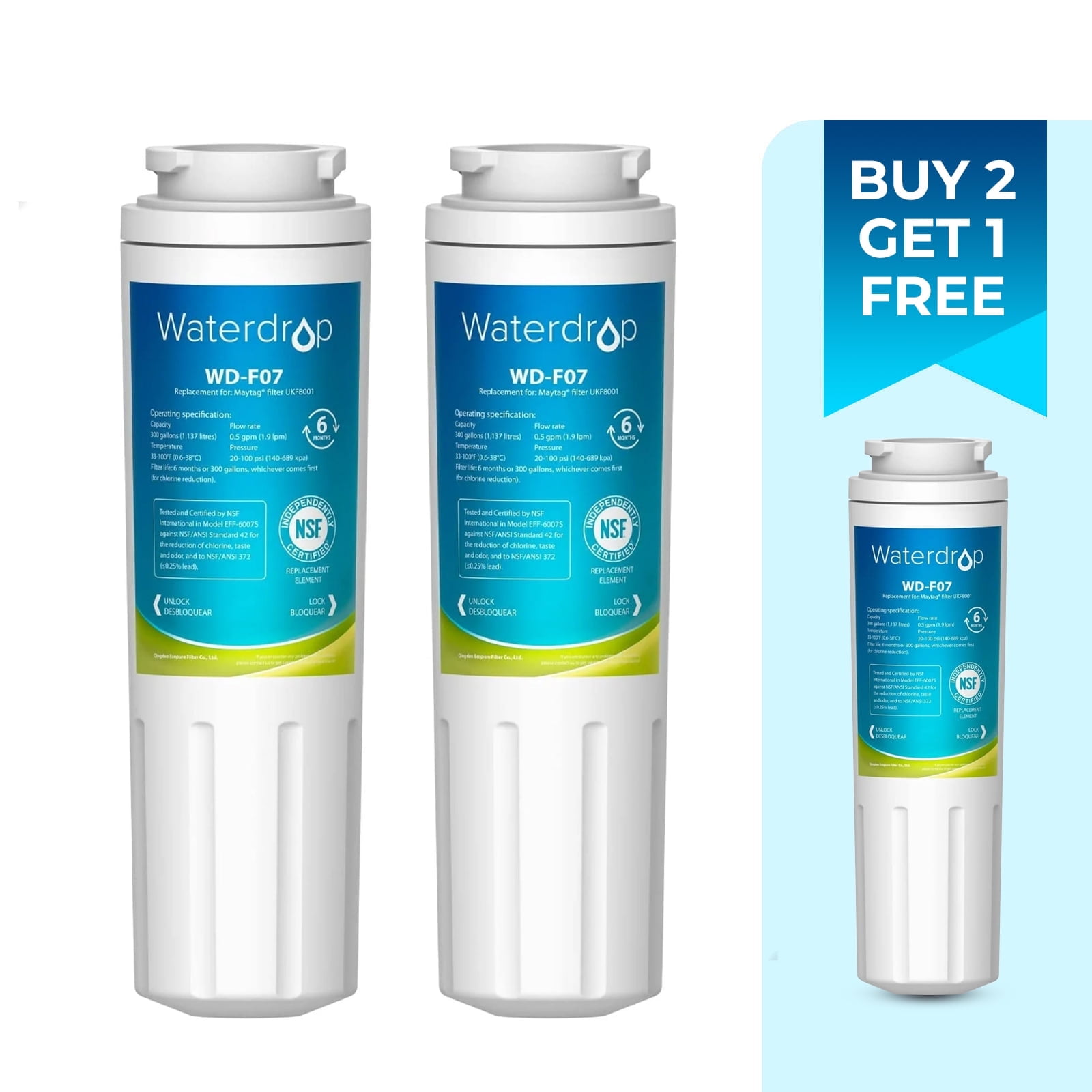 3PCS NSF Certified Refrigerator Water Filter For Lt1000p/Pc/Pcs