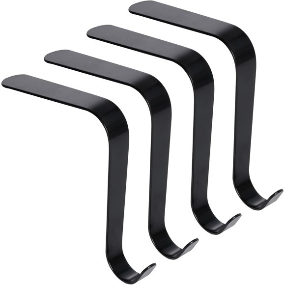 Poualss Christmas Stocking Holders Metal Stocking Hangers Non-Slip Christmas Stocking Hooks for Fireplace Mantle (Black)