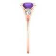 thumbnail image 3 of Three-Stone Engagement Ring for Women - 2ct Natural Amethyst in 14K Rose Gold Promise Ring, 3 of 6