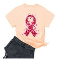thumbnail image 2 of VKOYWKM Breast Cancer Awareness Shirts for Women Short Sleeve T-Shirt Pink Ribbon Print Breast Cancer Shirt Loose Crew Neck Cancer T Shirts, 2 of 3