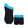 thumbnail image 2 of DPOIS Girls Gymnastics Leotard with Shorts Ballet Dance Unitard Activewear Blue 12, 2 of 5
