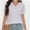 White, variant on Womens Casual Cropped T Shirts V Neck Swiss Dot Puff Sleeve Crop Tops Summer Loose Basic Tees Tshirts