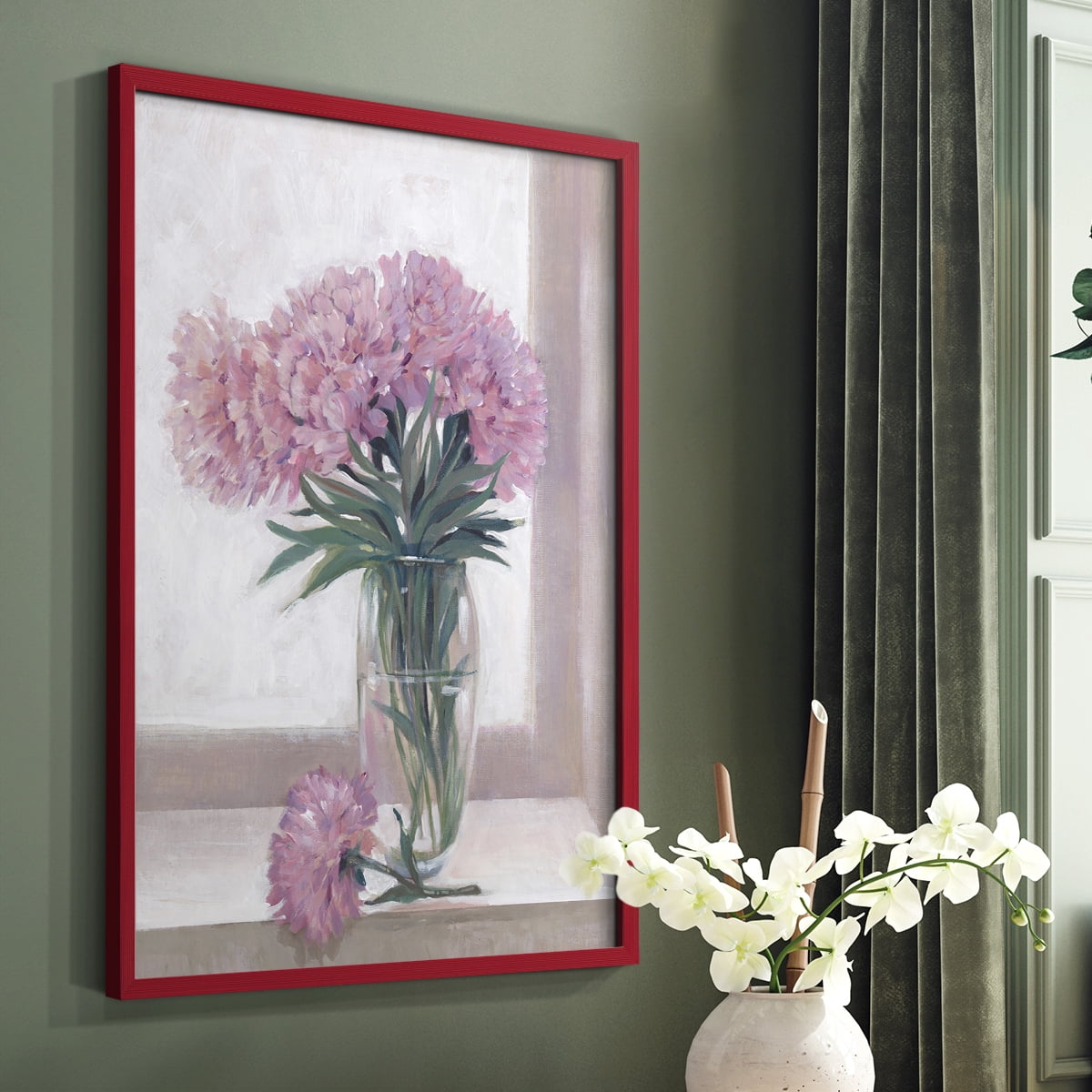Windowsill Floral I Framed Print - Solid Wood in Single Picture Frame Solid Wood 2 Framed Print