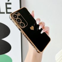 Galaxy 24 5g Case, for Samsung Galaxy A24 Case Women Girls Cute Design Soft Silicone Camera Protection Protective Lovely Heart Phone Case for Galaxy A24 5g (Black)