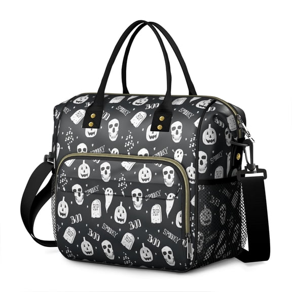 Ghost Boo Halloween Pattern Womens Lunch Box for Work,Insulated Large Lunch Bag for Tween and Teen,Loncheras Para Mujer,Leakproof Adult Lunch Bag for Work,Beach,Travel,Picnic,Camping