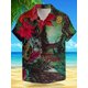 thumbnail image 3 of Camisa hawaiana de vacaciones con máscara tropical para hombre, camiseta de manga corta para exteriores, vacaciones hawaianas, camisa hawaiana de verano, camisa naranja, 3 of 5