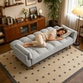 thumbnail image 7 of MIKIBAMA 75" Gray 3 Seat Linen Convertible Futon Sofa Bed Tufted Design Adjustable Backrests With Solid Wood Legs for Small Spaces, 7 of 7