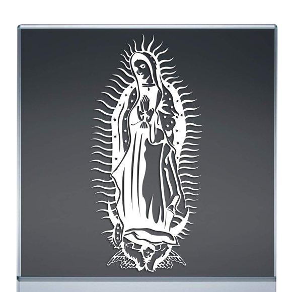 Virgin Mary Autocollant Vierge de Guadalupe calcomania Résistant à l'Eau (Blanc, 12"x5.7 Pouces)