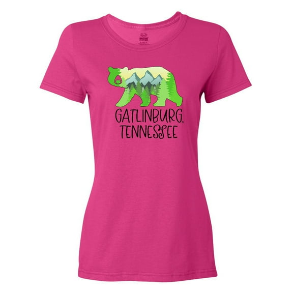 Inktastic Gatlinburg, Tennessee- Mountains and Bear Shape Women's T-Shirt