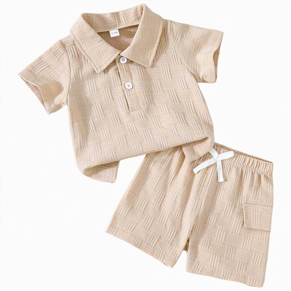 Gubotare Toddler Boys Cotton Clothing Sets Short Sleeve Tee and Shorts Khaki,Size 12-18 Months
