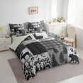 thumbnail image 3 of Manfei Hunting Moose Bear Twin Bedding Sets, Gray Black Rustic Plaid Bedding Comforter Set, Nature Adventure Theme Sheet Sets, Super Cozy Room Decor Reversible 7 Pieces, 3 of 8