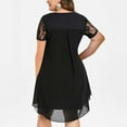 thumbnail image 3 of Plus Size Lace Dresses for Women Lace Short Sleeve Crewneck Elegant Mini Dress Swing High Low Hem Sheer Layered Loose Sundress, 3 of 5