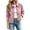 Pink, variant on Wensltd Women Cropped Collar Button Front Long Sleeve Jacket Front Pockets Casual Outerwear Tops