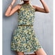 thumbnail image 3 of Vestido corto con cuello halter y lazo en la espalda para mujer, vestido elegante de verano con cintura elástica y estampado floral para citas, amarillo L, 3 of 6