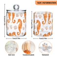 thumbnail image 5 of Yayeee 2 Pack Qtip Holder Bathroom Cotton Swab Canister with Lid Clear Dispenser Set, Orange Seahorse, 5 of 6