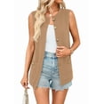 thumbnail image 2 of Women's Sleeveless Cardigan Button Front Summer Knit Vest Khaki M, 2 of 9
