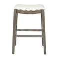 thumbnail image 2 of Scranton & Co 30" Padded Saddle Bar Stool Linen White Fabric Antique Gray 2-Pack, 2 of 4