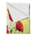 thumbnail image 2 of Poppy Flower Soft Flannel Fleece Throw Blanket, Spring Environment with Poppies and Daisies on Grass Flourishing Nature, Cozy Plush for Indoor and Outdoor Use, 70" x 90", Red Green, by Ambesonne, 2 of 5